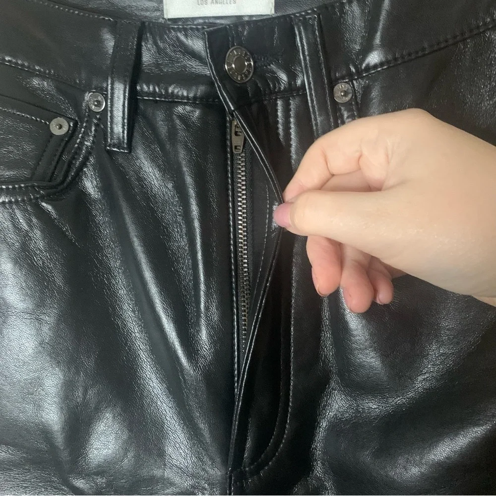 Agolde Recycled Leather Fitted 90's Pants in Detox Black Size 27